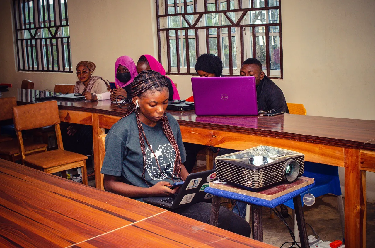 Students attending a library and information science learning event