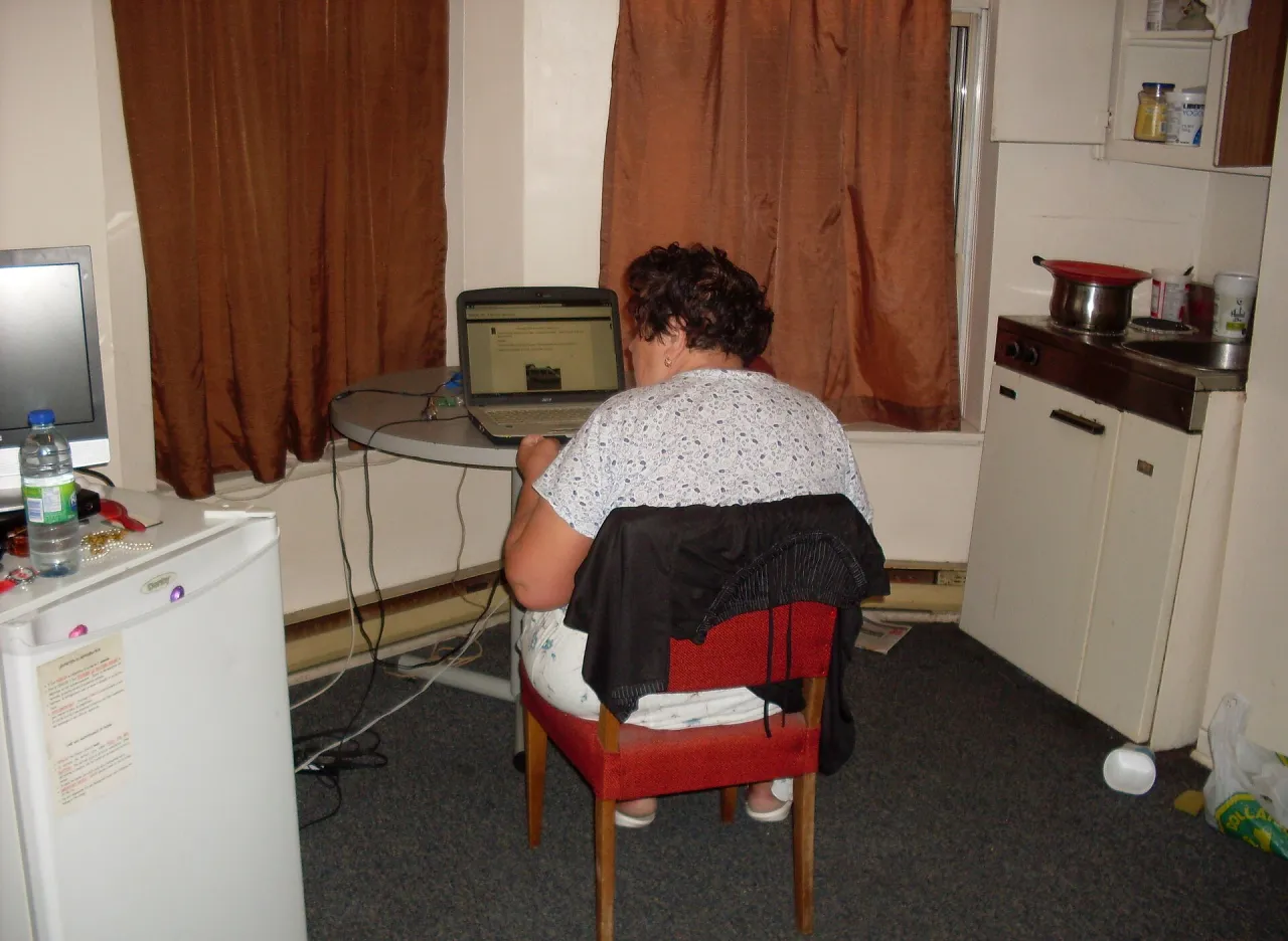 Woman working independently on a desktop computer
